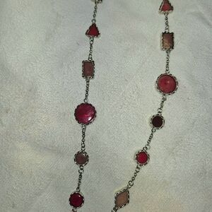 Vintage Geometric Burgundy And Soft Pink Glass Necklace